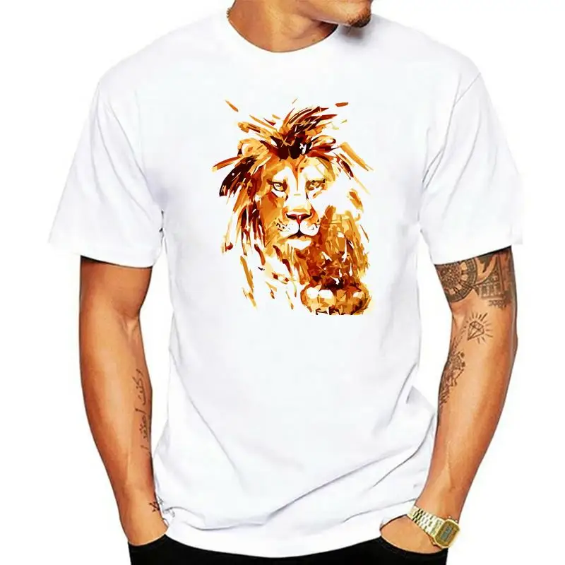 Yellow Lion King Head t shirt men Casual Fashion Men's Basic Short Sleeve T-Shirt boy girl hip hop t-shirt top tees