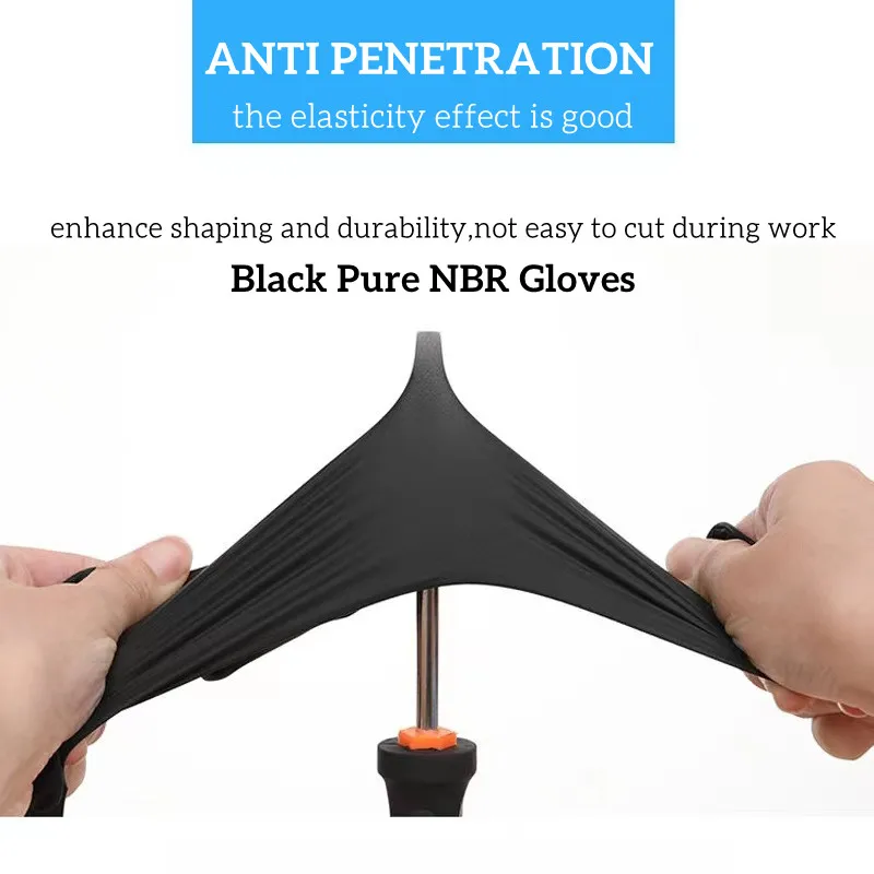 Black Disposable Nitrile Gloves 100pcs Latex Free Powder-Free Small Medium Large Pink Tattoo Gloves For Work Kitchen Clean S XL