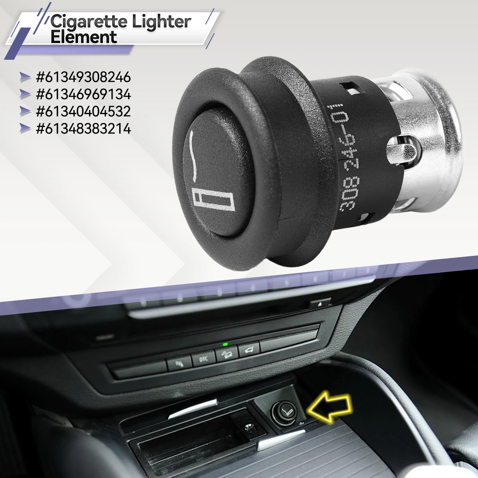 61349308246 Car Plug Automobiles Black Cigarette Lighters for 1 2 3 4 5 6 V6D5