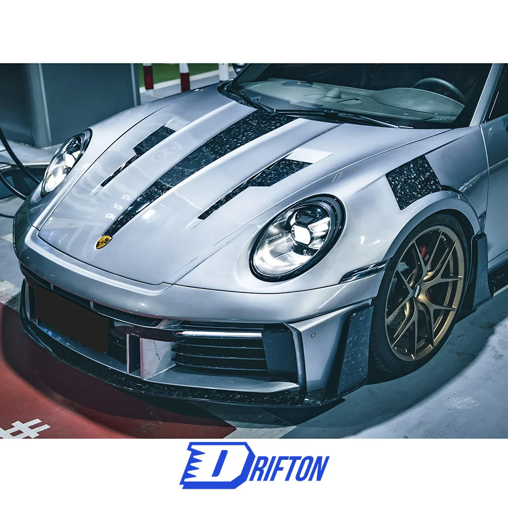 Dry Carbon Fiber Ghost Front Bumper Assembly for Porsche 911 992 Carrera Turbo S Body Kit