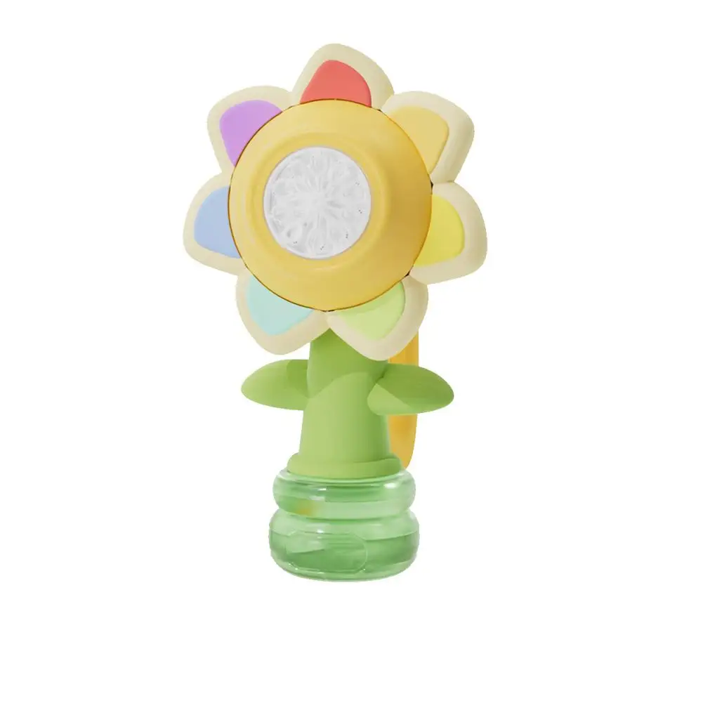 Seven-color Flower Portable Shaking Head Fully Automatic Bubble Blowing Machine With Three-speed Adjustment Light Toys For V1D2