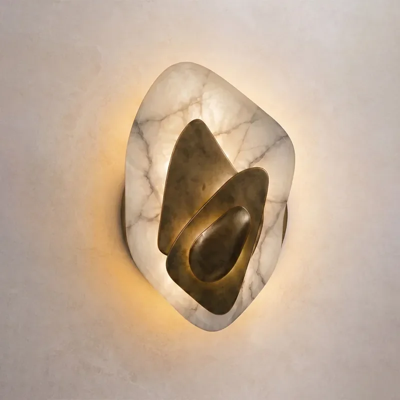 for Light Luxury Spanish Marble Bedside Wall Lamp Designer Creative Art Bedroom Living Room Background Wall