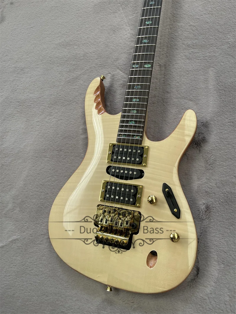 Ultra thin Electric Guitar Piec Guitar Mahogany Body Flamed Maple Top Maple Neck Tremolo Bridge Gold Tuners