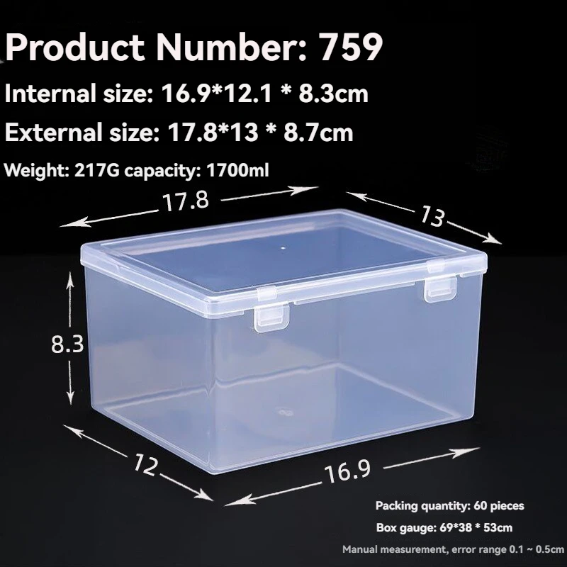 Large Clear Plastic Storage Box - Stackable for Office Supplies, Ideal for Home/School/Office, Rectangular, Visible Design