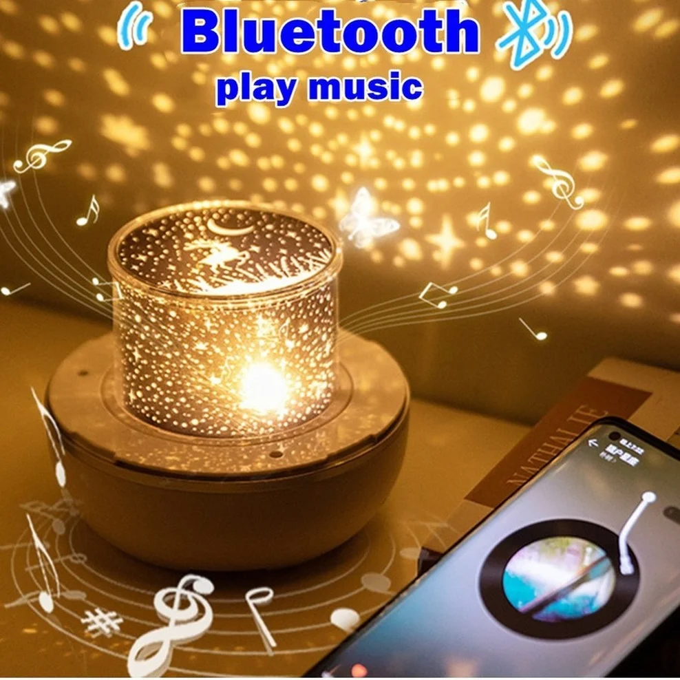 OuuZuu LED Star Galaxy Projector Starry Sky Night Light Built-in Bluetooth-Speaker For Home Bedroom Decoration Kids Daygift