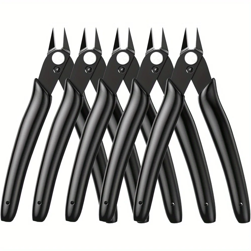 

5Pcs Ultra-Precise 5" Flush Cutters Set Micro Wire Nippers with Ergonomic Handle for Electronics Jewelry Plastic Models Craft