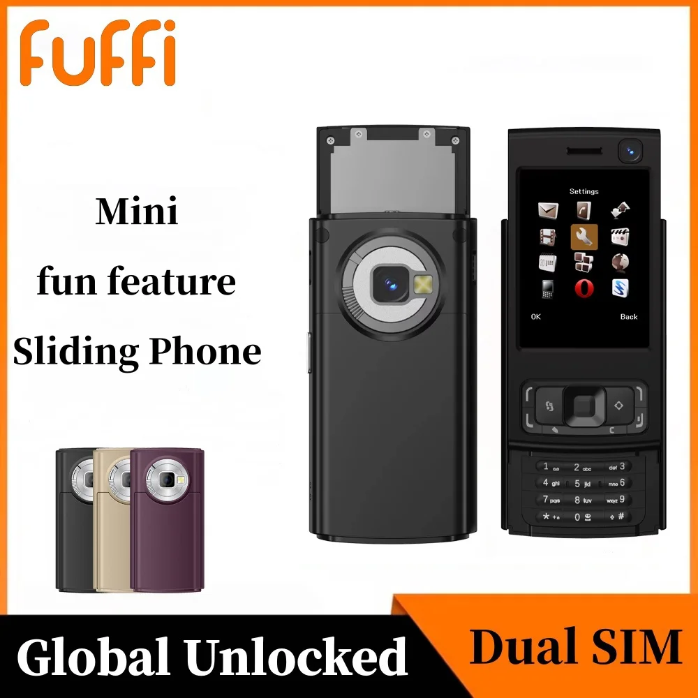 FUFFI Sliding Mini Phone 2.0 inch 240x320 HD colorful screen phone fun feature phone 4G network Dual SIM student Mobile phones