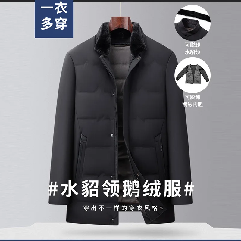 mens fashion thicken warm parkas 2024 new arrival winter jacket 90% white duck down jackets men, Men's trench coat size M-4XL