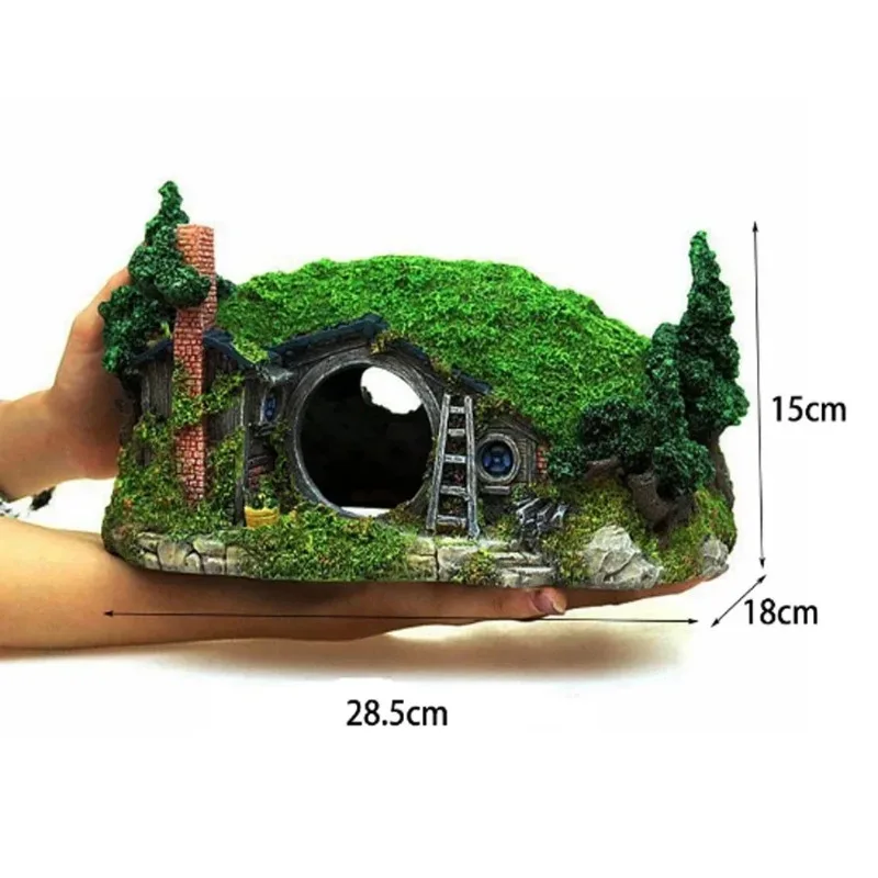 

Aquarium Decoration Hobbit House Cave Fish Tank Ornament Cave Reptile Hole Shelter Ornament Rockery Landscaping Ornament