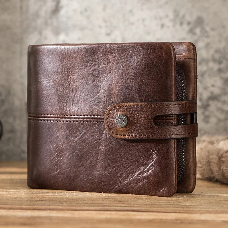 

Casual Men Wallets Crazy Horse Leather Short Coin Purse Hasp Design Wallet Cow Leather Clutch Wallets Male Carteiras