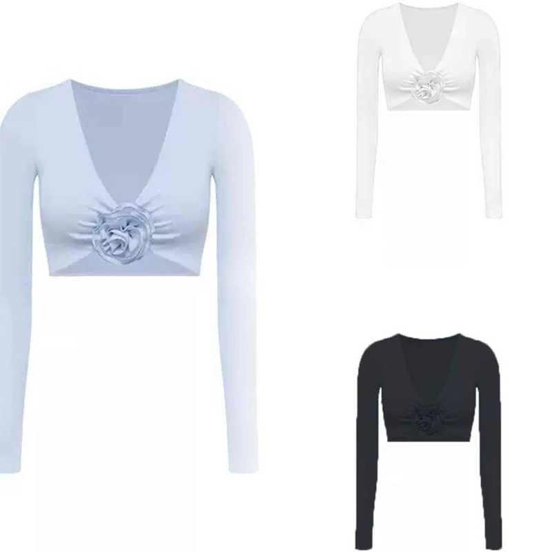 

Women Sexy V-Neck Latin Dance Tops Ladies Long Sleeves Ballroom Dancing Top Adults Latin Dance Competition Clothing SL13314