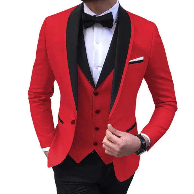 

Newest Suit Set For Men Fashion Party Slim Fit Blazer Vest Pants 3 Pieces Wedding Banquet Grooms Classic Formal Tuxedo Outfits