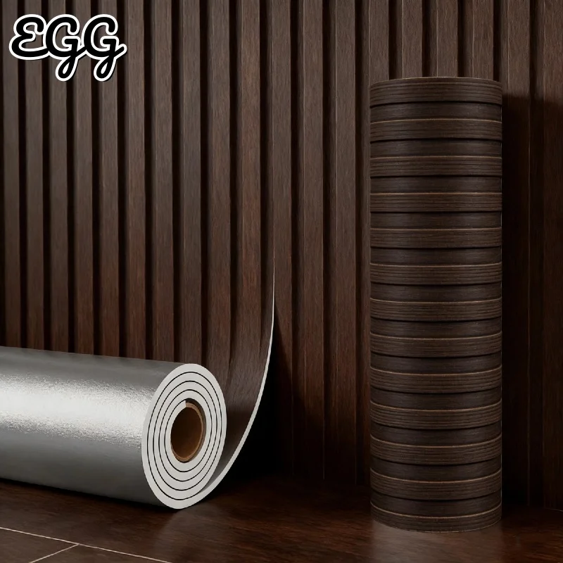 Imitate Grille Foam Wallpaper Plane Wood Grain Pattern Self-adhesive Wall Stickers Wallboard for Coffee Shop Bedroom Decoration
