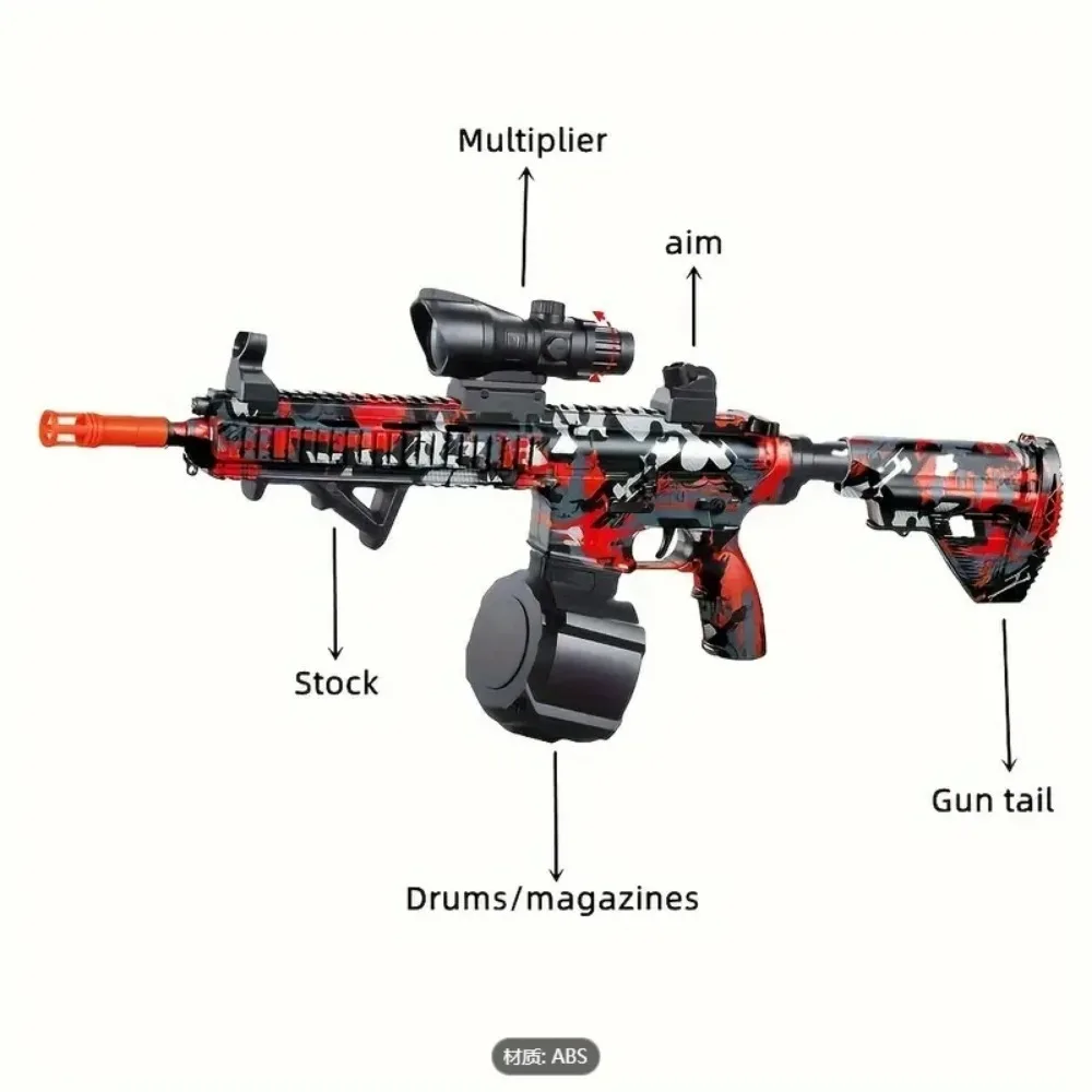 M416 bola elétrica blaster modo manual/automático arma de brinquedo adequado jogos de tiro ao ar livre para crianças halloween, presentes de natal
