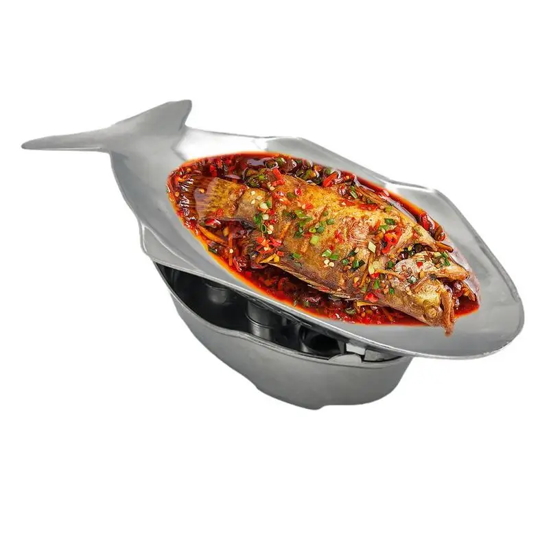 

Fish Serving Platter Aluminum Large Hot Pot Set Thai Style Fish Plate Shape Plate Hot Pot Set For Camping Barbecue Family Dinner