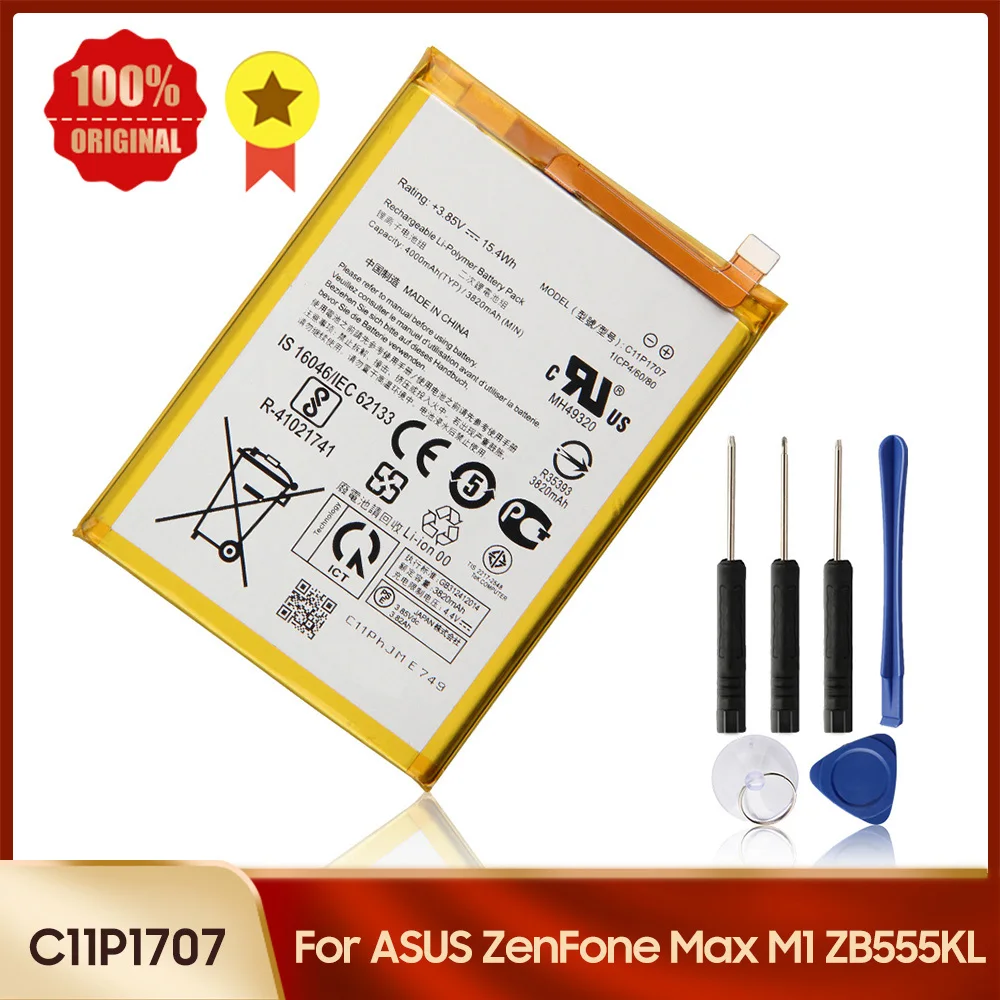 

Сменный аккумулятор для телефона C11P1707 для ASUS ZenFone ZB555KL Max M1, 4000 мАч, качественные аккумуляторы с инструментом