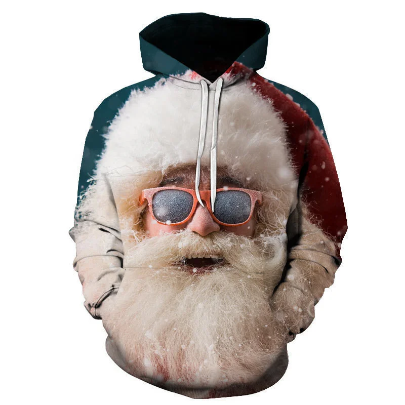 

New Explosive Sales Fashion Exclusive Christmas 3D Printing Hoodie Men's Santa Claus Christmas Eve Sports Pullover Hoodie