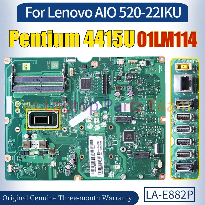 DCA30 LA-E882P For Lenovo AIO 520-22IKU Mainboard 01LM114 SR348 Pentium 4415U 100％ Tested All-in-one Laptop Motherboard