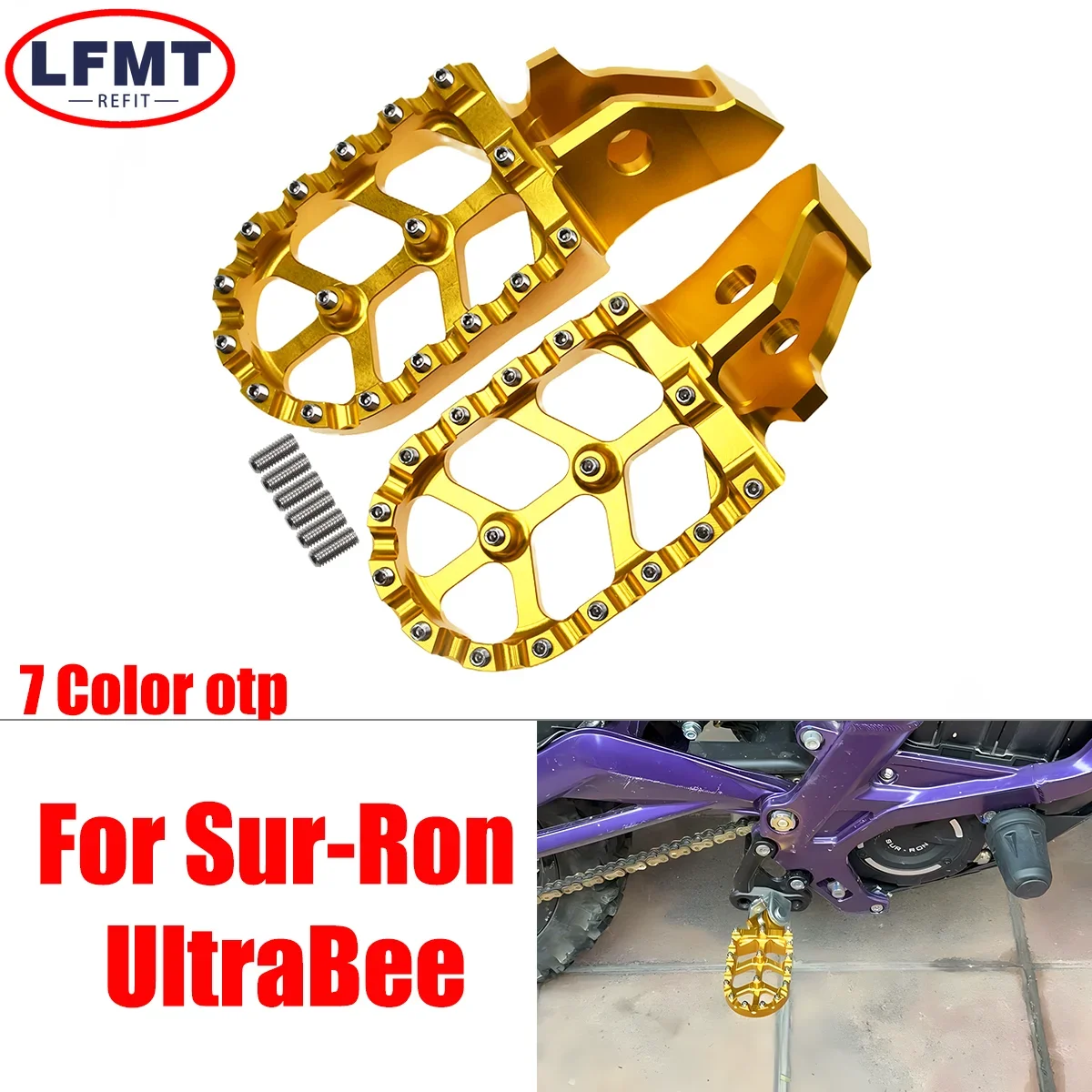 

CNC Aluminum Alloy Footrest Foot Pegs Footpegs Rests Pedals For SurRon Surron Ultrabee Ultra Bee Off-Road Electric Vehicle Parts