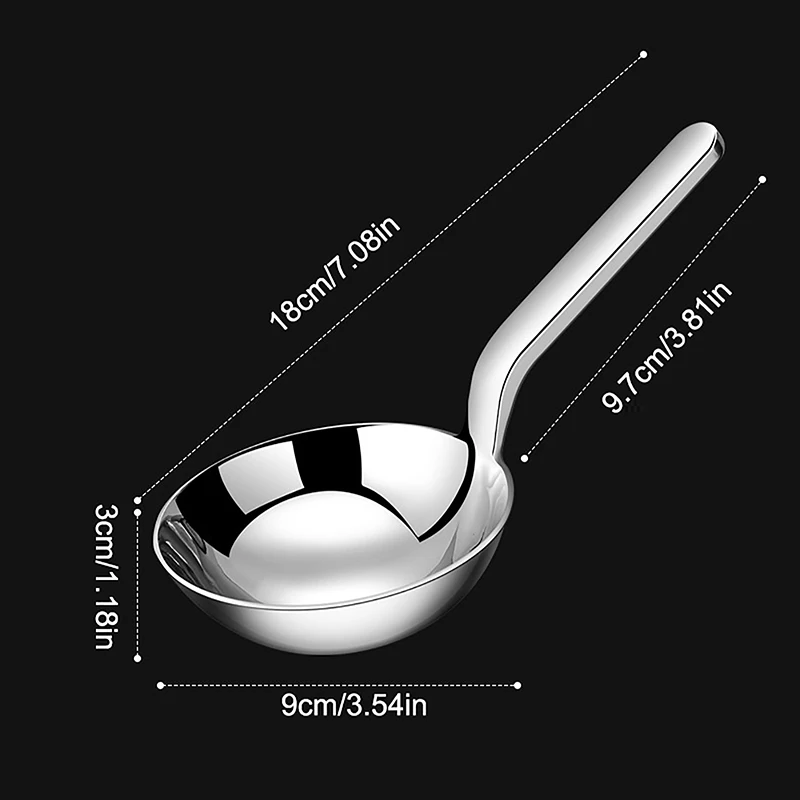 1Pc 316 Stainless Steel Short Handle Round Spoon Kitchen Tableware Big Head Soup Spoon Dividing Spoon Rice Noodle Spoon