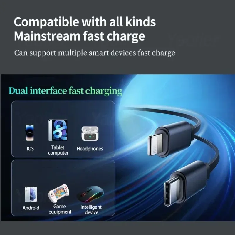 نیا 120W کار چارجر 4 in 1 Retractable Car سگریٹ لائٹر اڈاپٹر USB Type C فاسٹ چارجنگ کیبل iPhone Huawei Samsung کے لیے #6