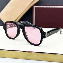 RED CLOUO Handmade Sunglasses Large Frame High Quality Retro Men's and Women's Square Fashion Luxury Designer Outdoor UV400