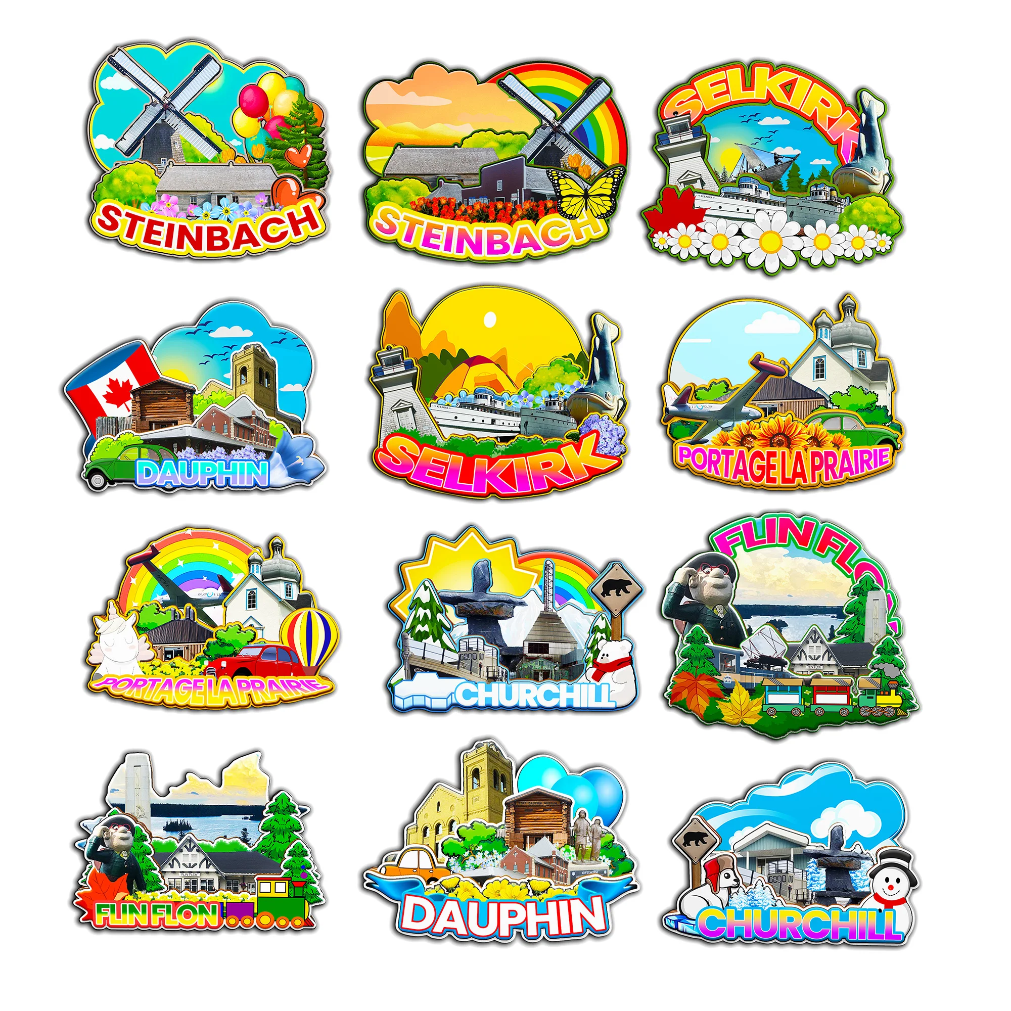 Dekorative Magnete für Steinbach Selkirk Portage la Prairie Flin Flon Dauphin Churchill Kanada City Landmark Einzigartige Souvenirs