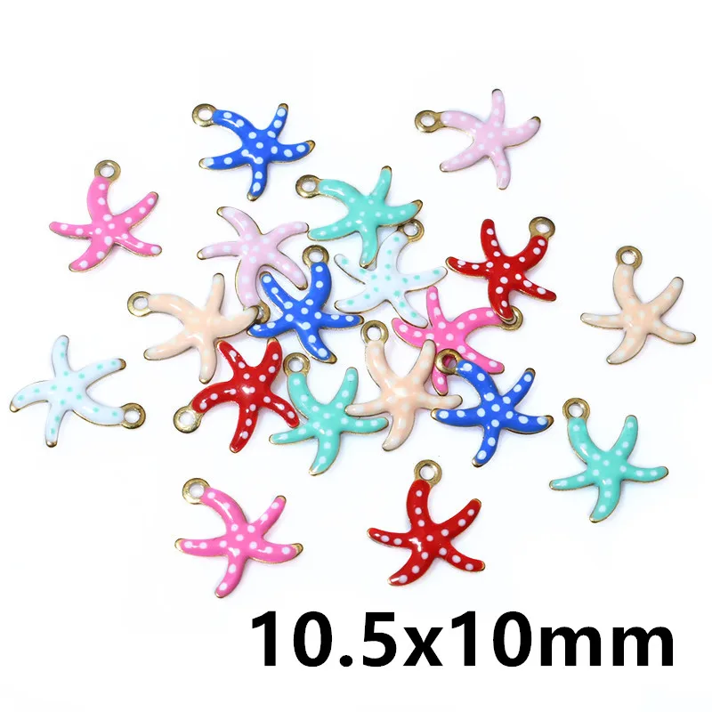 20pcs Random Mix Cute Stainless Steel Enamel Charms Pendant Fish Starfish Flower Evil Eyes DIY Jewelry Making Accessories - view 3