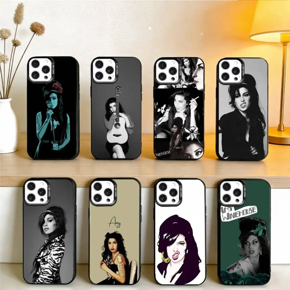 

Чехол для телефона A-Amy Winehouse для iPhone 16, 15, 14, 13, 12, 17, Pro, MAX, черный матовый, противоударный