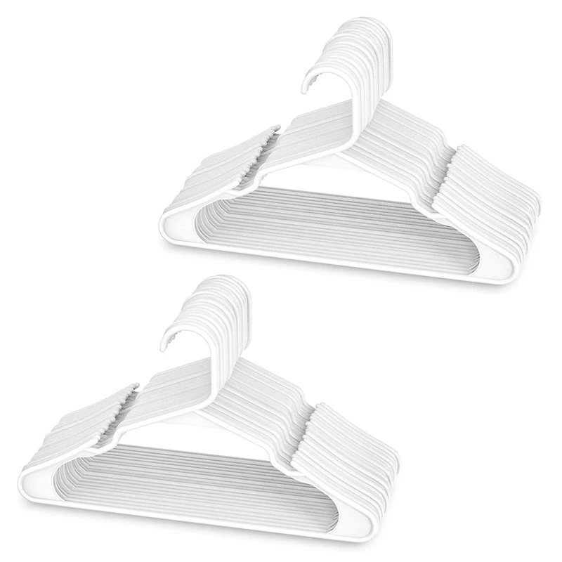 

White Plastic Hangers, Plastic Clothes Hangers Perfect For Everyday Standard Use, Clothing Hangers (White, 40 Pack)