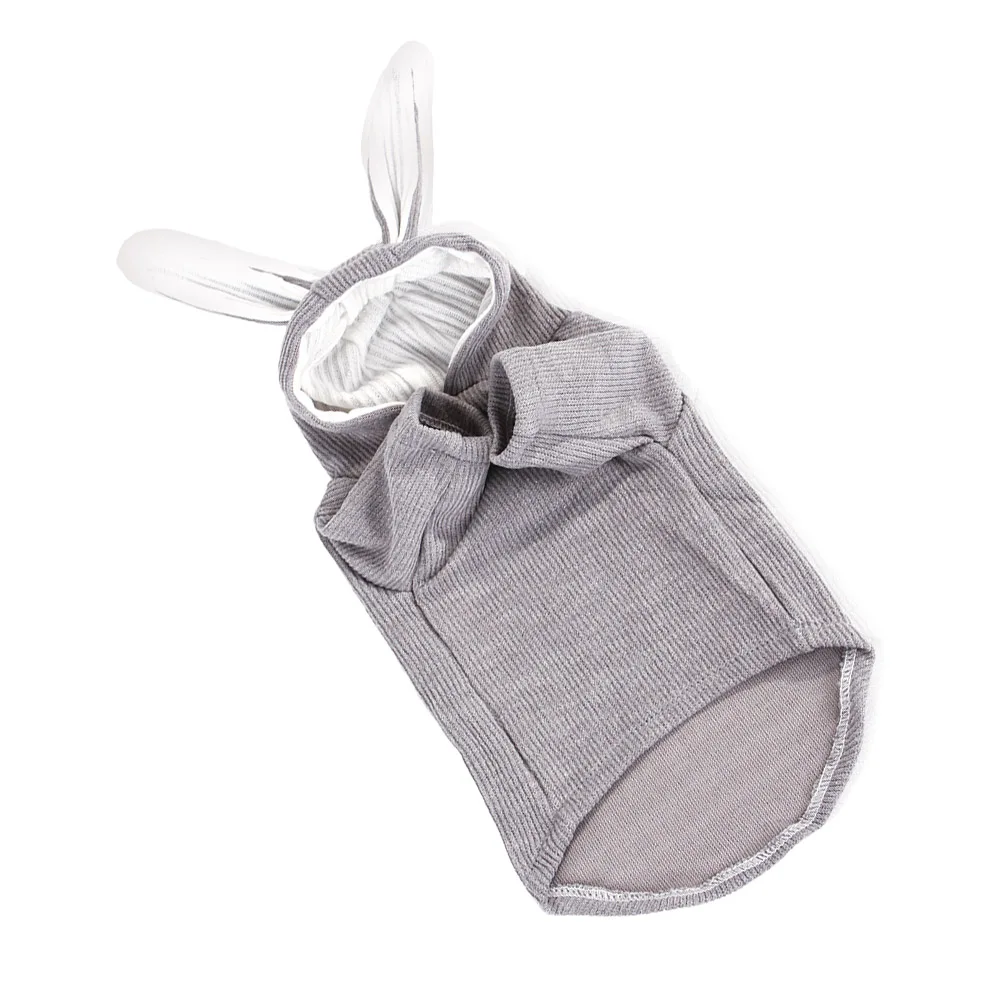 

Rabbit Ear Clothes Grey Color Fashion Hoodie Durable Dog Coat Outdoor Activities Rabbit Ear Pet Clothes Pet Costume