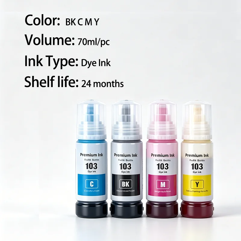 103 EP103 T103 Refill Dye Ink For Epson EcoTank L1110 L3100 L3110 L3111 L3116 L3150 L3151 L3156 L3160 L5190 Desktop Printer