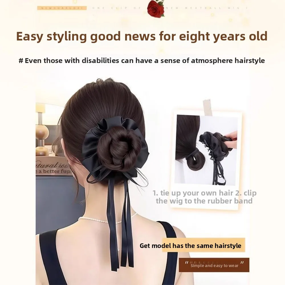 Nuevo moño de pelo sintético, Clip de garra, cinta, peluca con lazo, banda de goma, banda para el pelo, moño esponjoso, peluca con cabeza, accesorios para el cabello