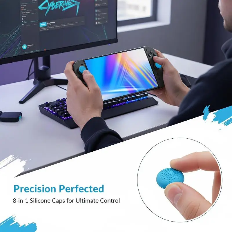 New 4/8Pcs Silicone Thumb Grip Caps Non Slip Textured Easy Install for All Gaming Controllers Family Party Gaming Use