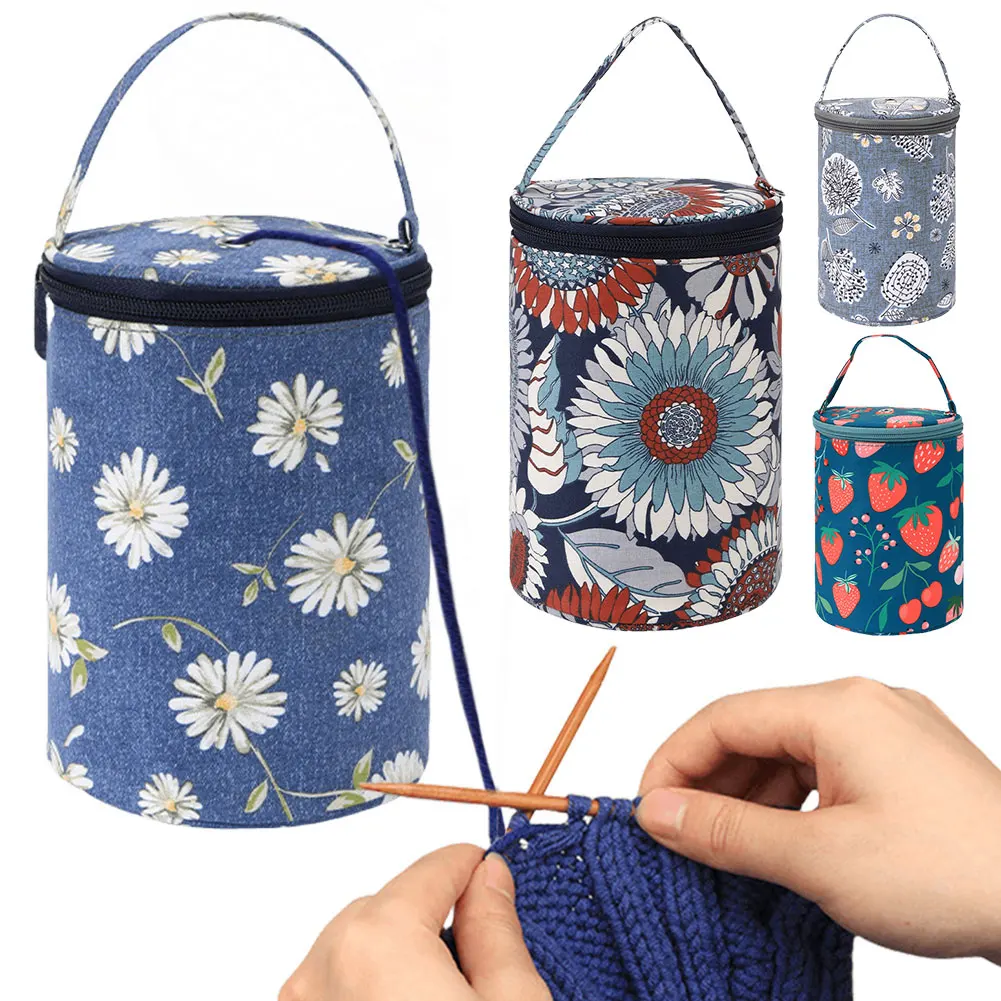 

Wool Yarn Organizer Large Capacity Knitting Needles Tote Organizer Oxford Cloth Travel Crochet Yarn Handbag for Crochet Hook
