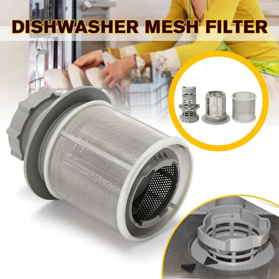 Replacement Mesh Filter Set For Bosch Dishwashers (427903 / 170740) – 3-in-1 Fine Mesh & PP Filter, 150μm, Stainless Steel, Gray
