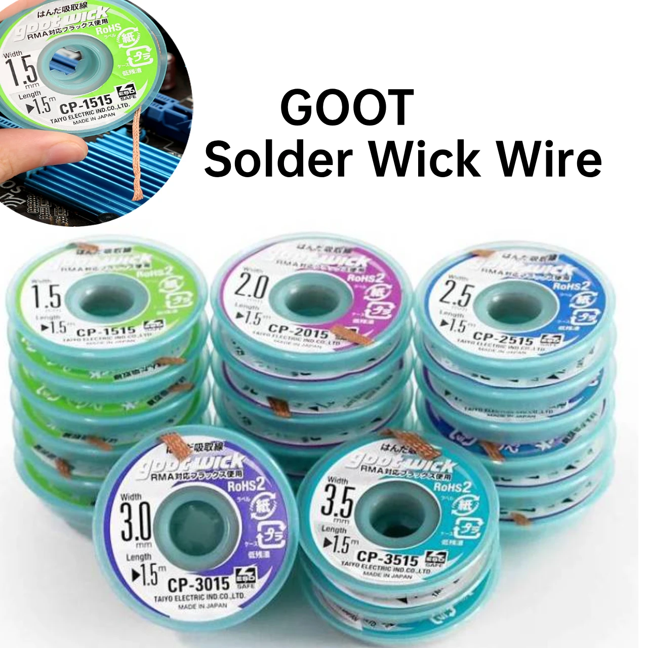 Original GOOT Soldering Wire Wick CP1515/CP2015/CP2515/CP3515  Welding Braided Wires Disassemble Electrical BGA Components