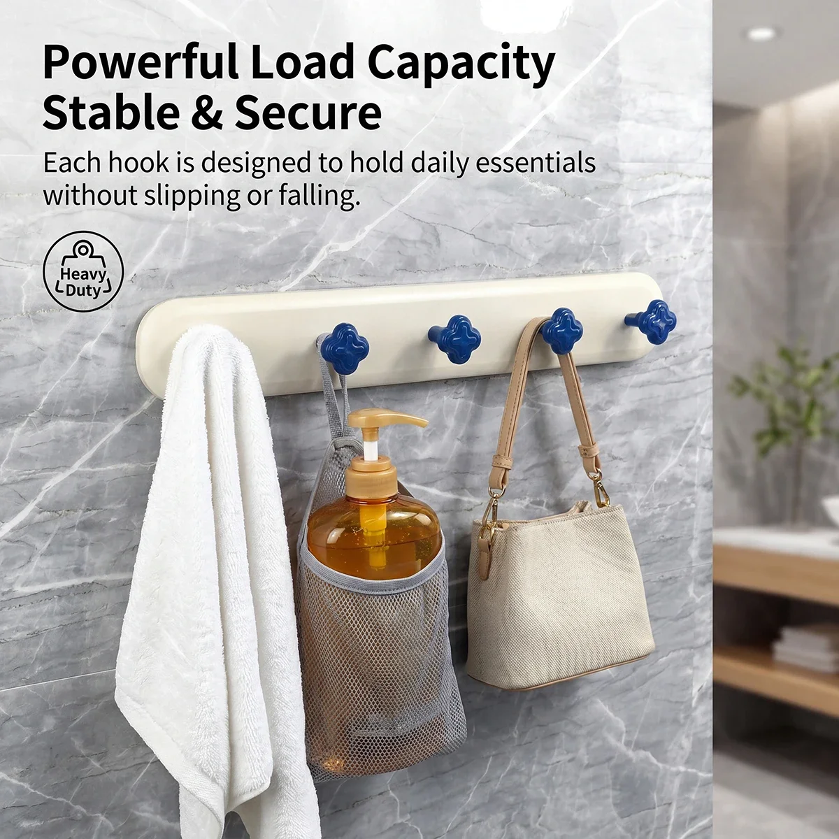 

White contrasting Klein blue flower flower style 5-hook hook, non perforated suction cup style, seamless bathroom entrance coat