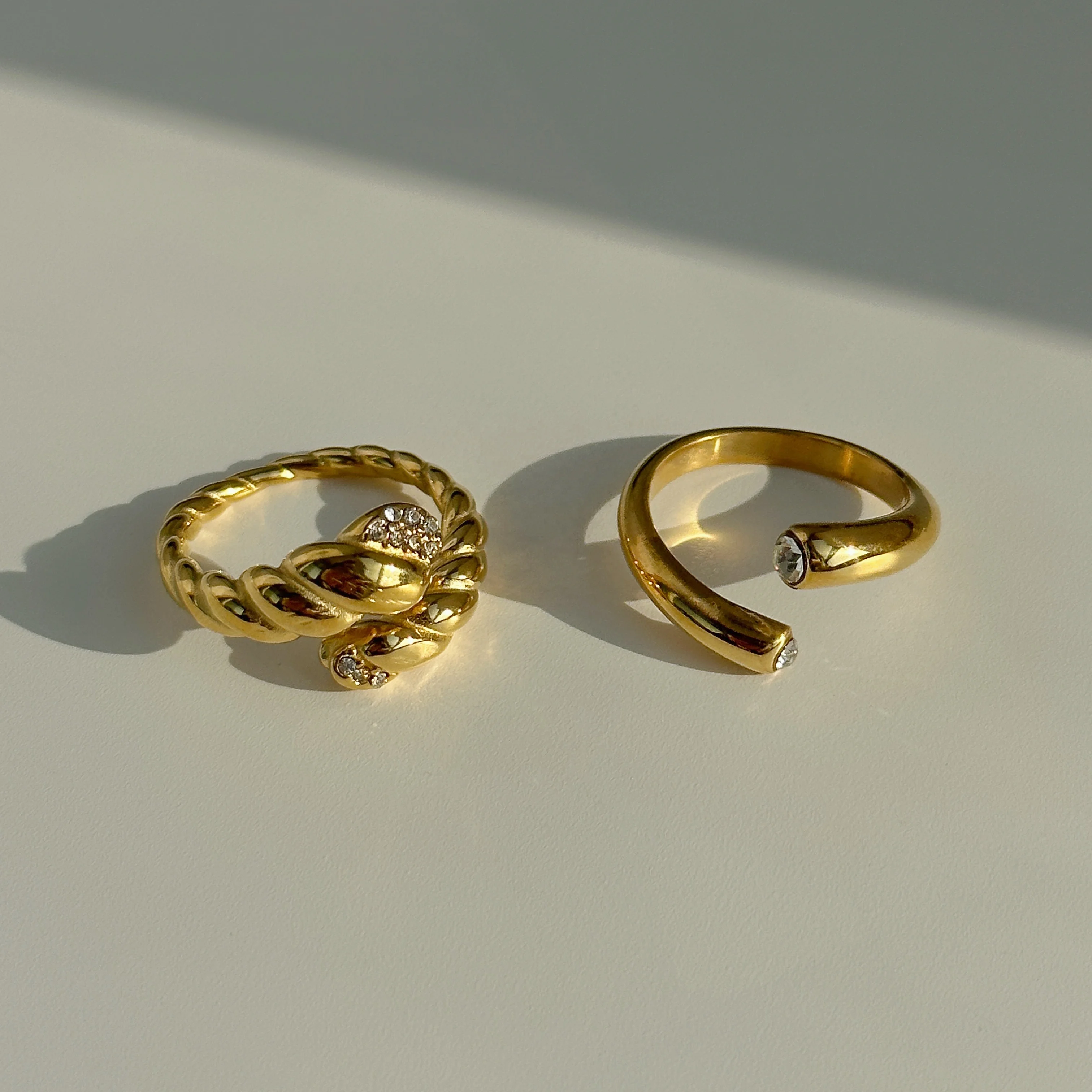 DASEIN Summer New Irregular Design Open Zircon Ring For Daily Ins Trendy 18k Pvd Gold Plated Stainless Steel Polished Jewelry