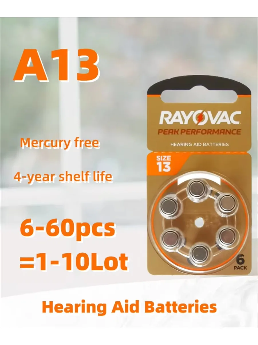 Baterie do aparatów słuchowych 6-60 szt. 1-10 kart Zinc Air 1.45V Rayovac Peak A13 13A 13 P13 PR48 Bateria do aparatów słuchowych — zdjęcie produktu 7