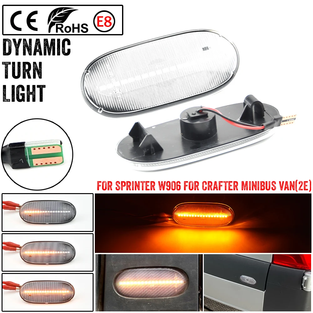 2 قطعة LED ديناميكية الجانب ماركر بدوره أضواء الإشارة مؤشر مصباح لمرسيدس بنز العداء W906 2006-2018 Crafter 2006-2016