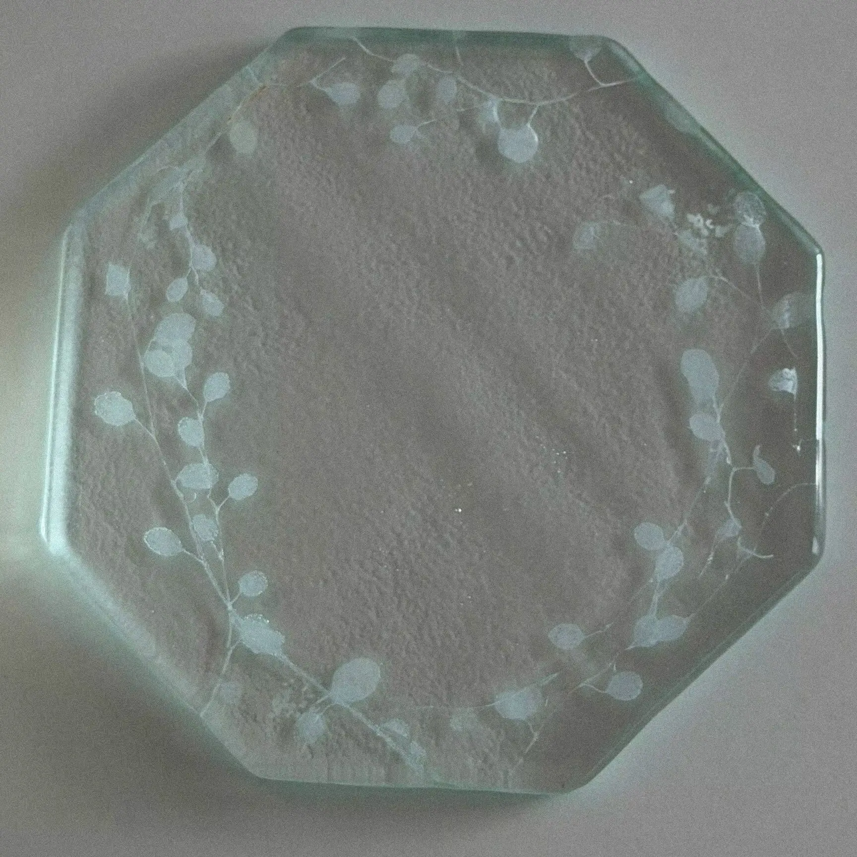 Handcrafted Embedded Natural Leaf Glass Serving Tray, Unique Forest Plant Specimen Design, Irregular Edge Tabletop Decor Plate f