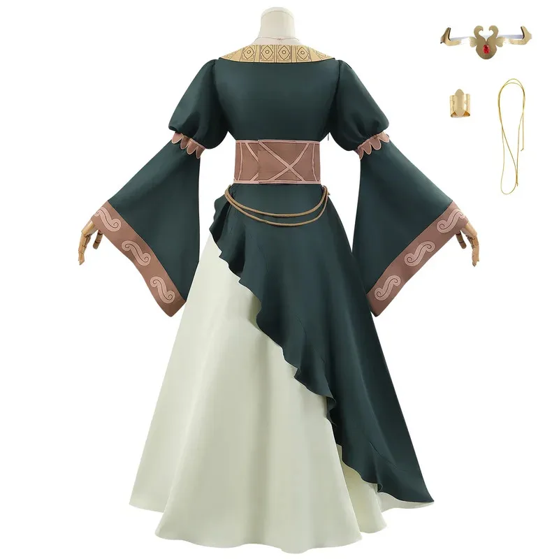 2025 Filme Lorded Rings Hera Green Pricness Vestido Guerra do Rohirrim Mulheres Disfarce Fantasia Fantasia Roupas de Festa de Halloween
