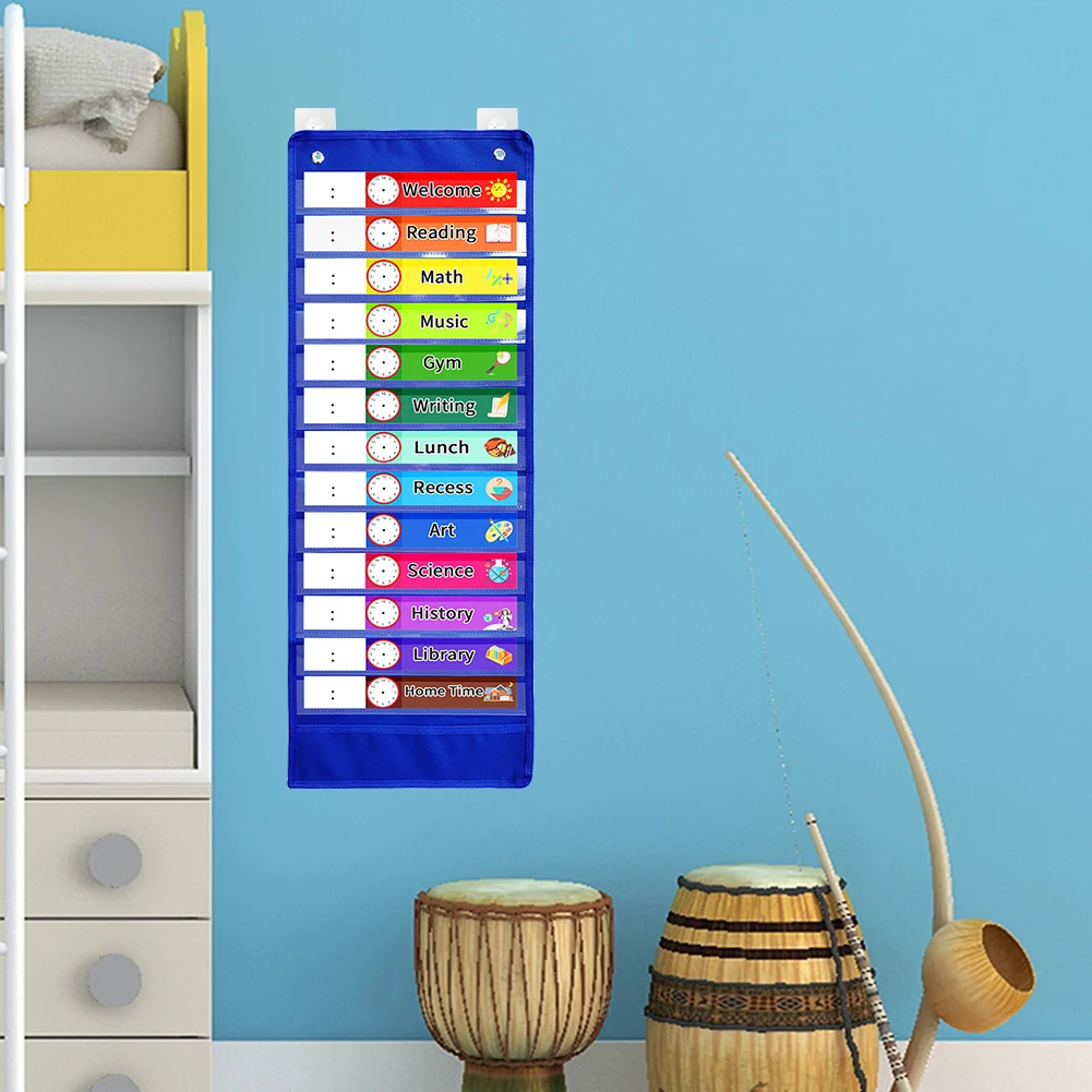 ที่ยึดประตูสองด้านสำหรับห้องเรียนการศึกษา14ช่องพร้อมการ์ดตารางรายวันแผนภูมิกระเป๋าโรงเรียนบ้านโลหะแขวน