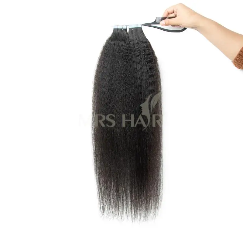 26인치, 28인치, 30인치 곱슬 스트레이트 테이프 인 헤어 익스텐션, 인모 큐티클 레미 야키 테이프 인, 천연 헤어 익스텐션 20개/팩