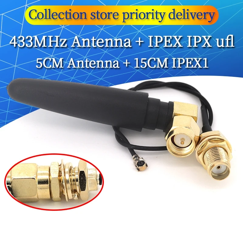 433MHz Antenna + IPX ufl. Pigtail Cable 1.13 Lora Lorawan 3dbi GSM Antennas 433 MHz Directional Antenne SMA Male Connector