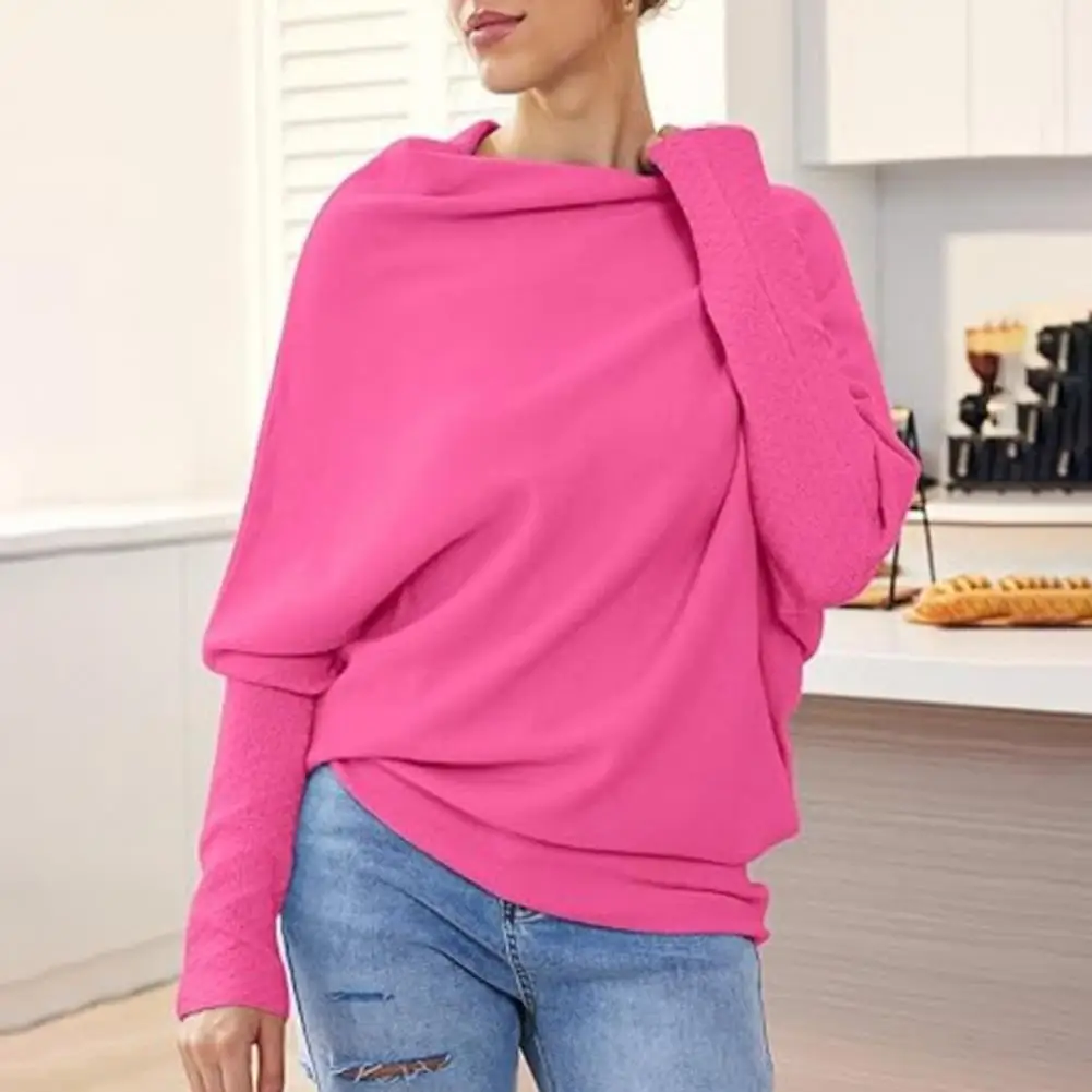 

Women Tops Stylish Women's Round Neck Pullover Tops Long Sleeve Loose Fit Solid Color T-shirt for Everyday Wear Solid Color
