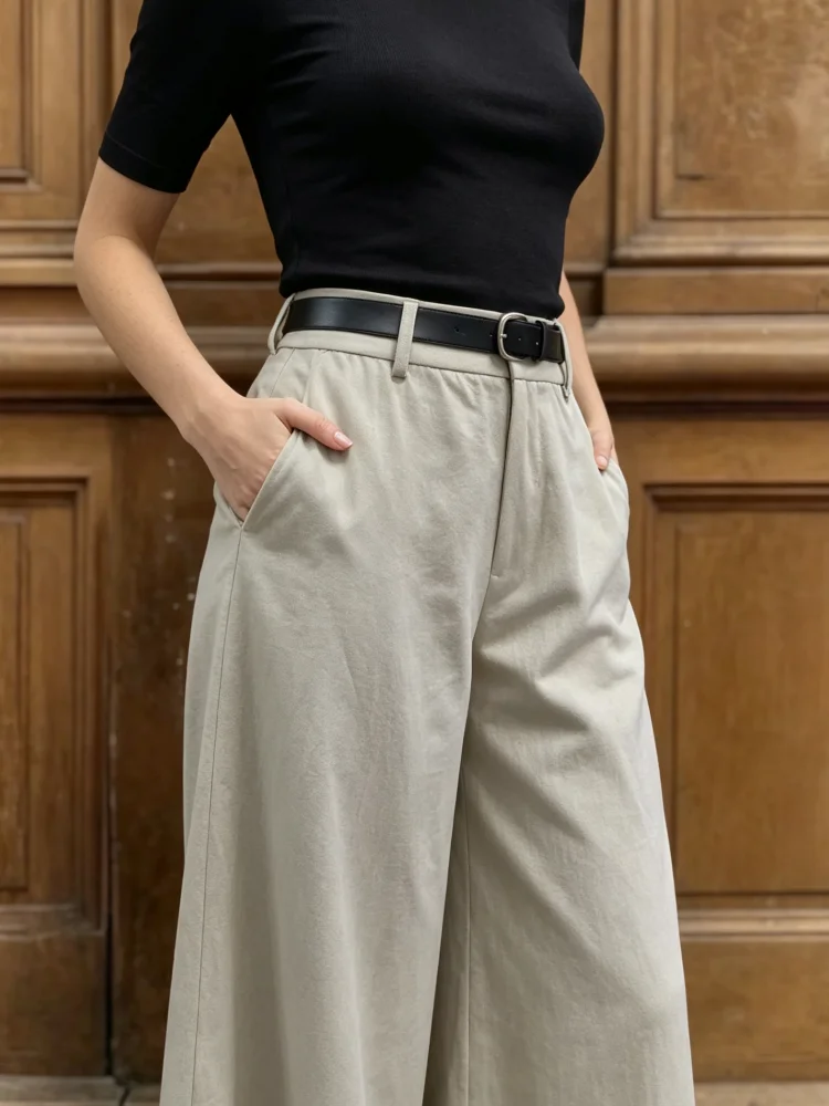 Wide Leg Pants Women High Waist Loose Trousers With Pockets Elegant Draped Fabric Straight Long Pants Office Work Casual Daily