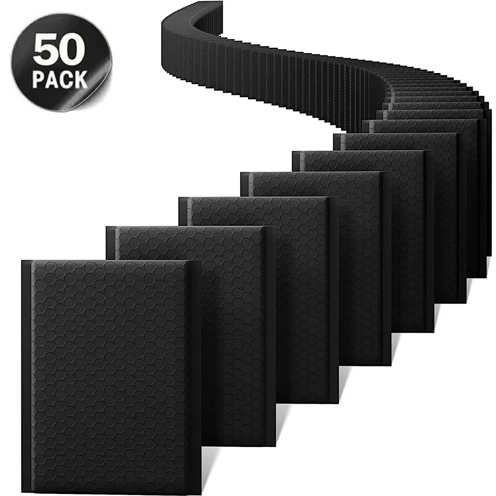 50 Packungen Bubble Mailer schwarze Verpackungs beutel für Geschäfts geschenke Umschläge Schmuck paket Druck verschluss beutel Anti-Extrusion wasserdicht