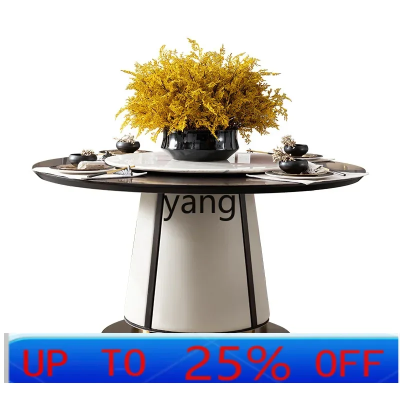 

LMMnew Chinese round dining table ebony turntable dining table light luxury solid wood round table furniture